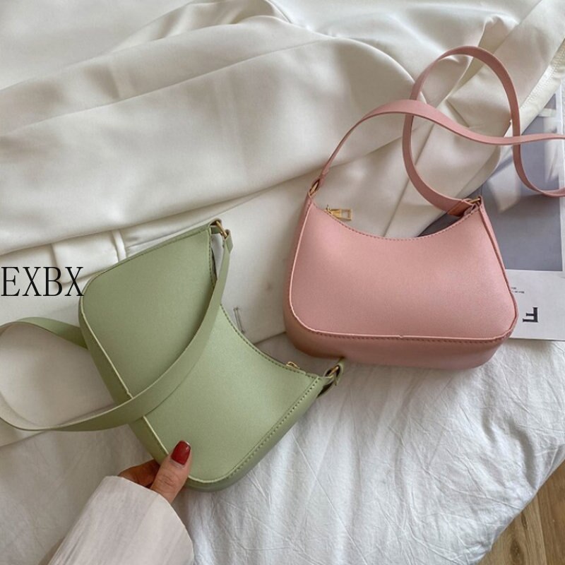 EXBX Retro Solid Color PU Leather Women's Fashion Exquisite Shopping Bag Handbags Shoulder Underarm Bag Casual Women Handbags