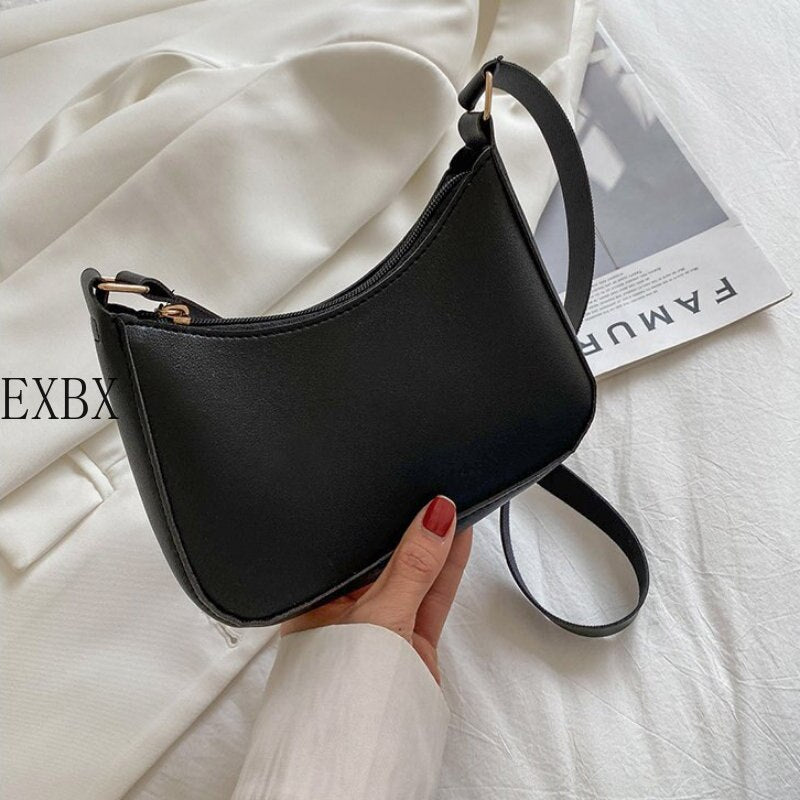 EXBX Retro Solid Color PU Leather Women's Fashion Exquisite Shopping Bag Handbags Shoulder Underarm Bag Casual Women Handbags