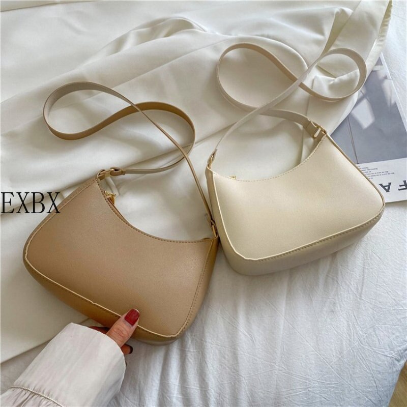 EXBX Retro Solid Color PU Leather Women's Fashion Exquisite Shopping Bag Handbags Shoulder Underarm Bag Casual Women Handbags