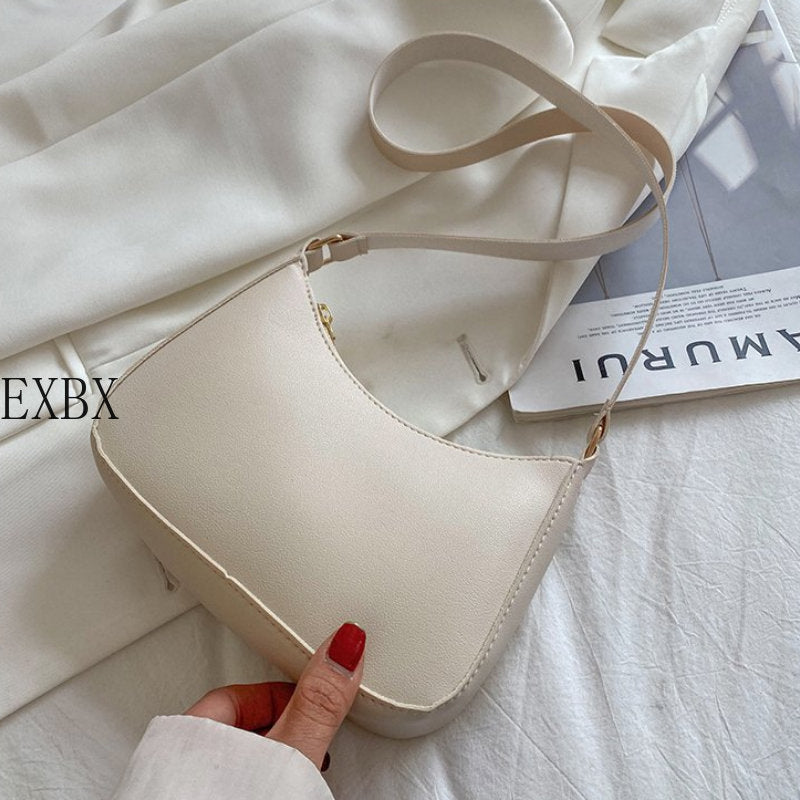 EXBX Retro Solid Color PU Leather Women's Fashion Exquisite Shopping Bag Handbags Shoulder Underarm Bag Casual Women Handbags