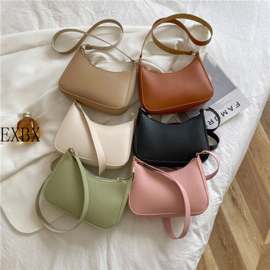 EXBX Retro Solid Color PU Leather Women&#39;s Fashion Exquisite Shopping Bag Handbags Shoulder Underarm Bag Casual Women Handbags