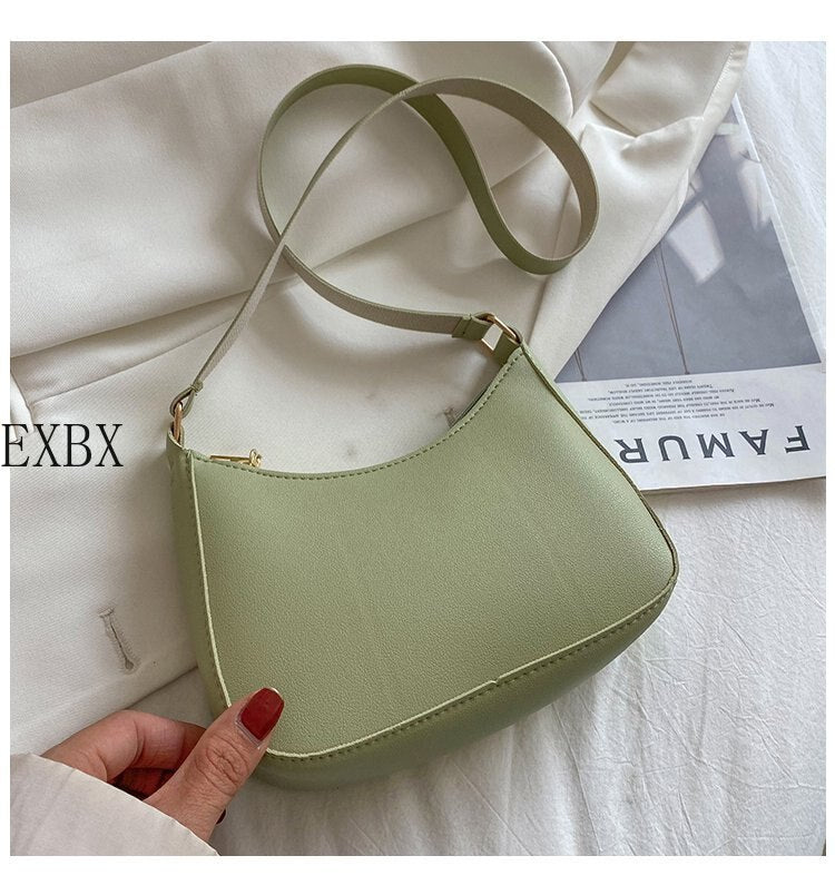 EXBX Retro Solid Color PU Leather Women&#39;s Fashion Exquisite Shopping Bag Handbags Shoulder Underarm Bag Casual Women Handbags