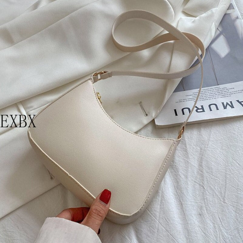 EXBX Retro Solid Color PU Leather Women&#39;s Fashion Exquisite Shopping Bag Handbags Shoulder Underarm Bag Casual Women Handbags