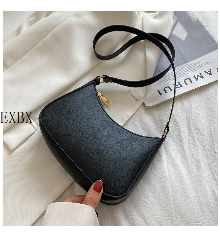 EXBX Retro Solid Color PU Leather Women&#39;s Fashion Exquisite Shopping Bag Handbags Shoulder Underarm Bag Casual Women Handbags