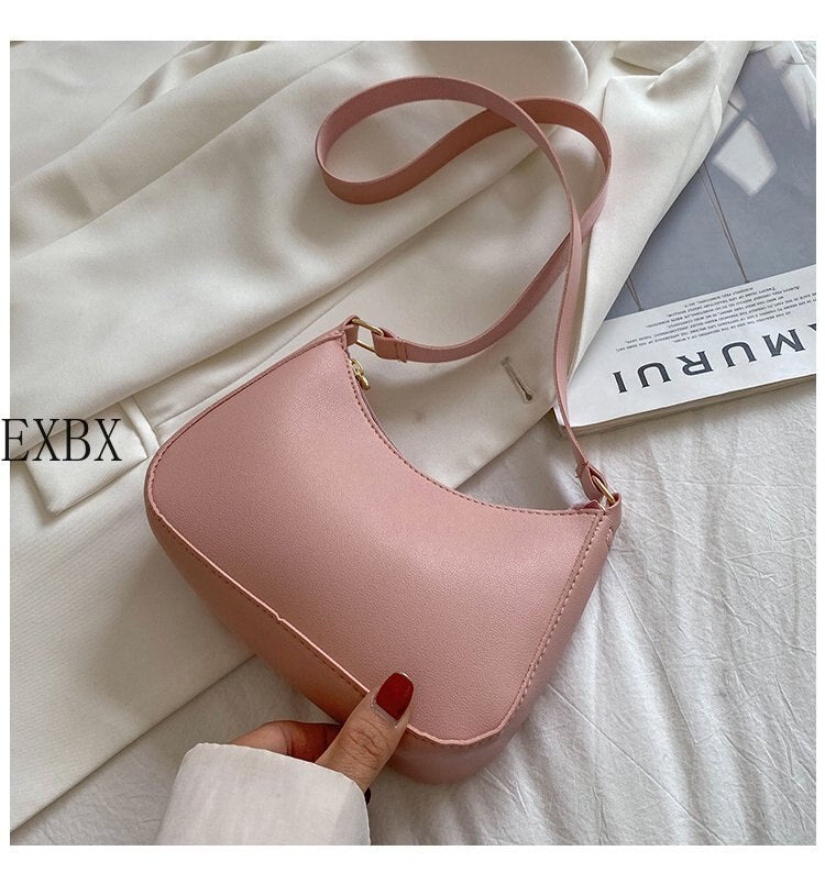 EXBX Retro Solid Color PU Leather Women&#39;s Fashion Exquisite Shopping Bag Handbags Shoulder Underarm Bag Casual Women Handbags